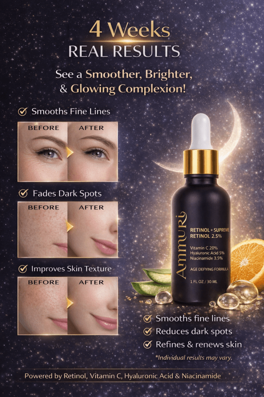 Retinol Serum Anti Age Vitamin C Hyaluronic Acid Serum Retinol Serum Cream Anti Wrinkle - Ammuri Pro - Retinol 2.5% Face Serum - British D'sire