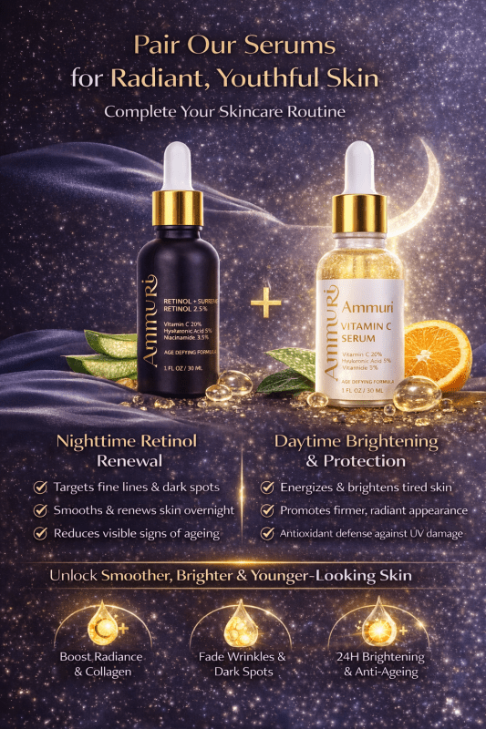 Retinol Serum Anti Age Vitamin C Hyaluronic Acid Serum Retinol Serum Cream Anti Wrinkle - Ammuri Pro - Retinol 2.5% Face Serum - British D'sire