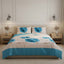 Reversible Floral Duvet Set Elegant Flower Stripe Pattern Bedding for Home Decor - Teal - King - British D'sire