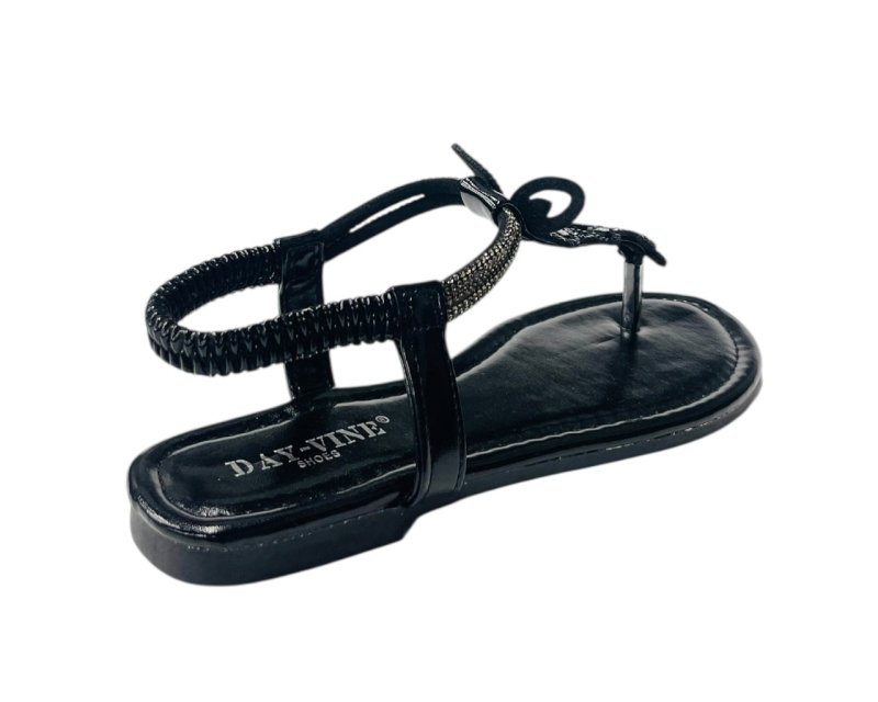 Rhinestone Elastic Ankle Strap Thong Sandals - Sandals - British D'sire