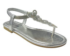 Rhinestone Elastic Ankle Strap Thong Sandals - Sandals - British D'sire