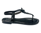 Rhinestone Elastic Ankle Strap Thong Sandals - Sandals - British D'sire