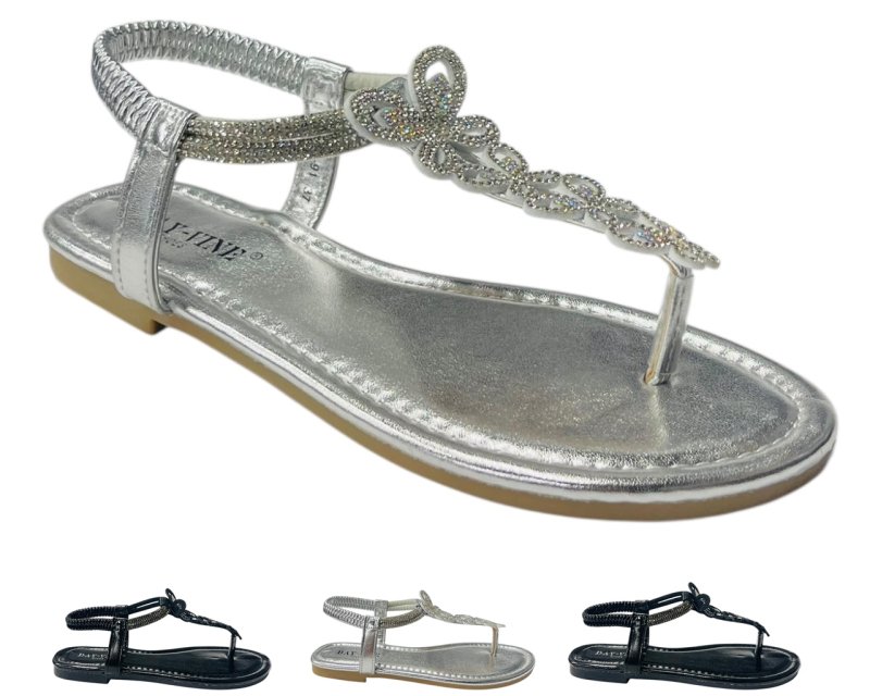 Rhinestone Elastic Ankle Strap Thong Sandals - Sandals - British D'sire