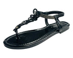 Rhinestone Elastic Ankle Strap Thong Sandals - Sandals - British D'sire