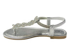Rhinestone Elastic Ankle Strap Thong Sandals - Sandals - British D'sire
