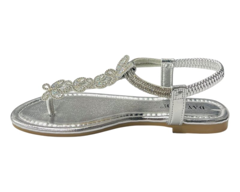 Rhinestone Elastic Ankle Strap Thong Sandals - Sandals - British D'sire