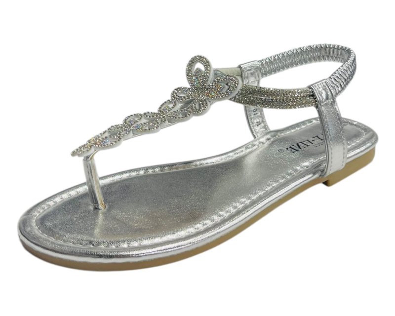 Rhinestone Elastic Ankle Strap Thong Sandals - Sandals - British D'sire