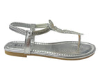 Rhinestone Elastic Ankle Strap Thong Sandals - Sandals - British D'sire