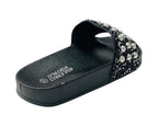 Rhinestone Embellished Flat Slide Sandals - Sandals - British D'sire