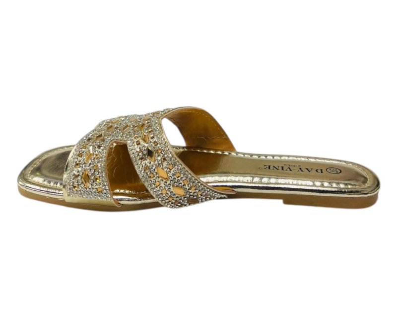 Rhinestone Embellished Flat Sole Sandals - Sandals - British D'sire