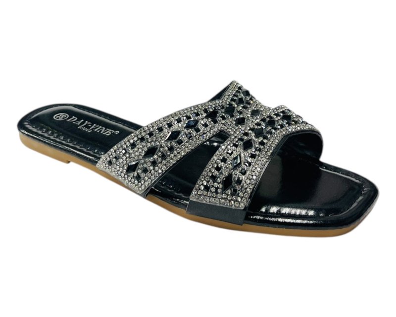 Rhinestone Embellished Flat Sole Sandals - Sandals - British D'sire