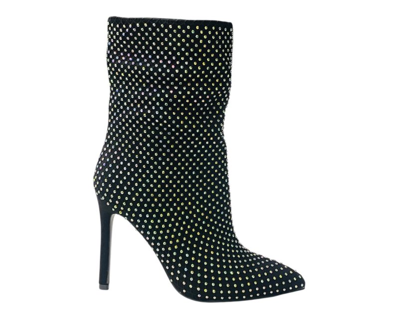 Rhinestone High Stiletto Heel Ankle Boots - Boots - British D'sire Main image