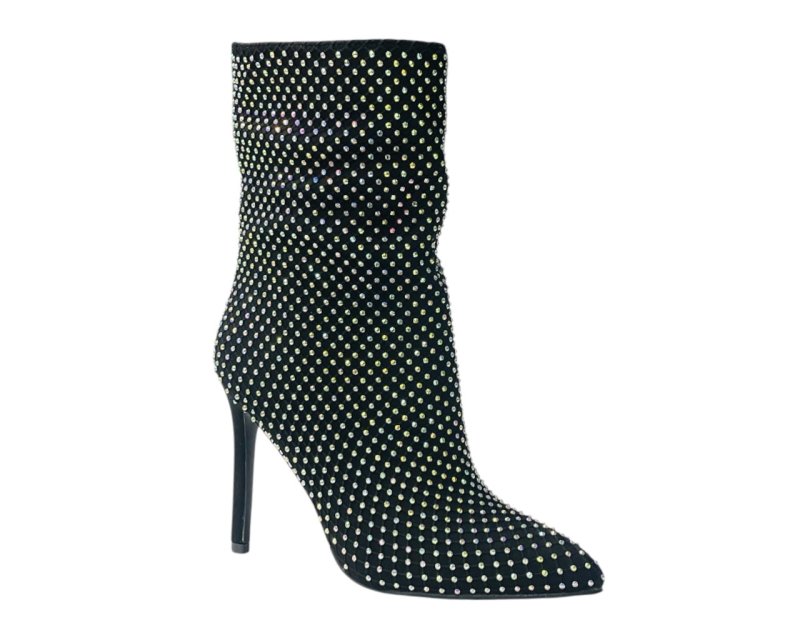 Rhinestone High Stiletto Heel Ankle Boots - Boots - British D'sire