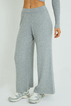 Ribbed Knit Crop Top & Wide Leg Trouser Co - Ord Set - co ord set - British D'sire