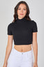 Ribbed Roll Neck Short Sleeve Crop Top - Crop Top - British D'sire