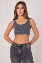 Ribbed Scoop Neck Crop Top - British D'sire