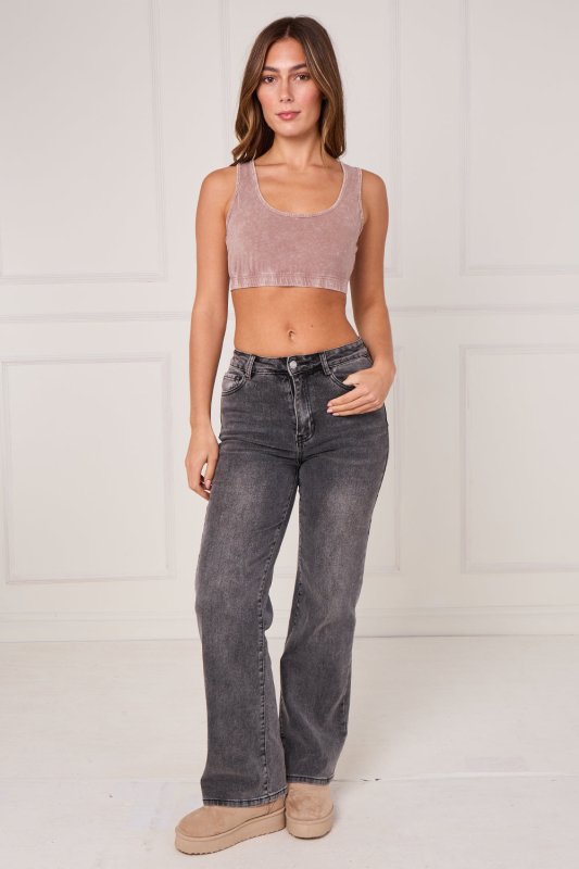 Ribbed Scoop Neck Crop Top - British D'sire