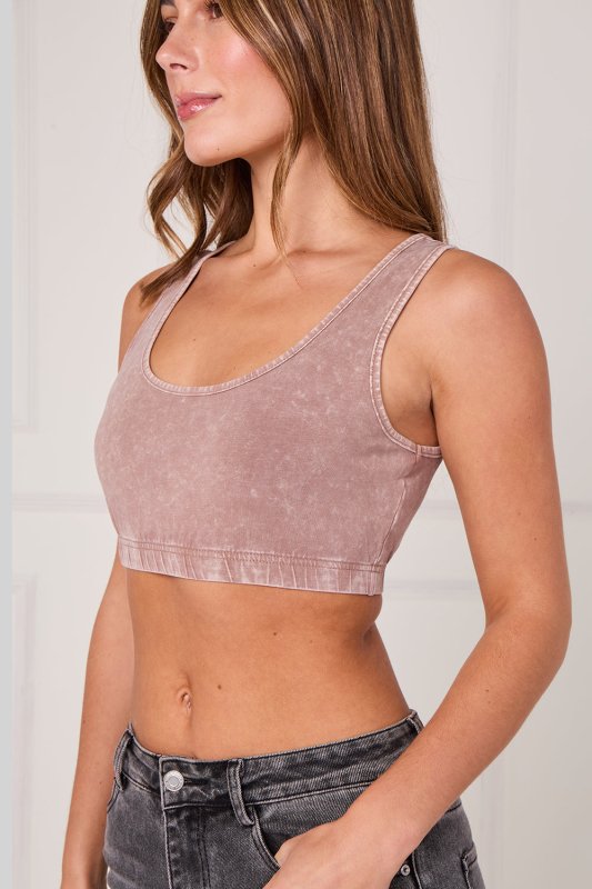 Ribbed Scoop Neck Crop Top - British D'sire