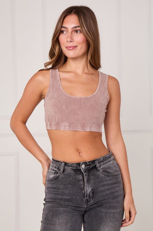 Ribbed Scoop Neck Crop Top - British D'sire