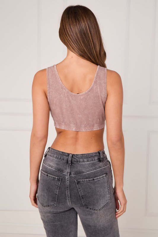 Ribbed Scoop Neck Crop Top - British D'sire