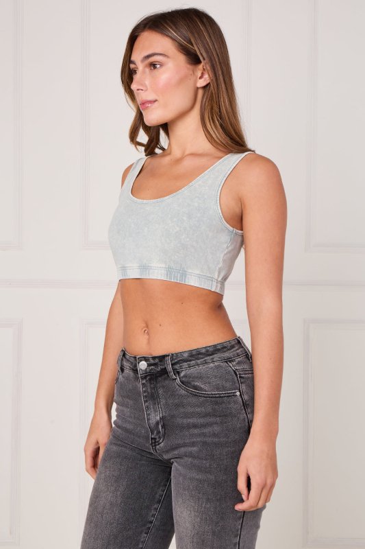 Ribbed Scoop Neck Crop Top - British D'sire