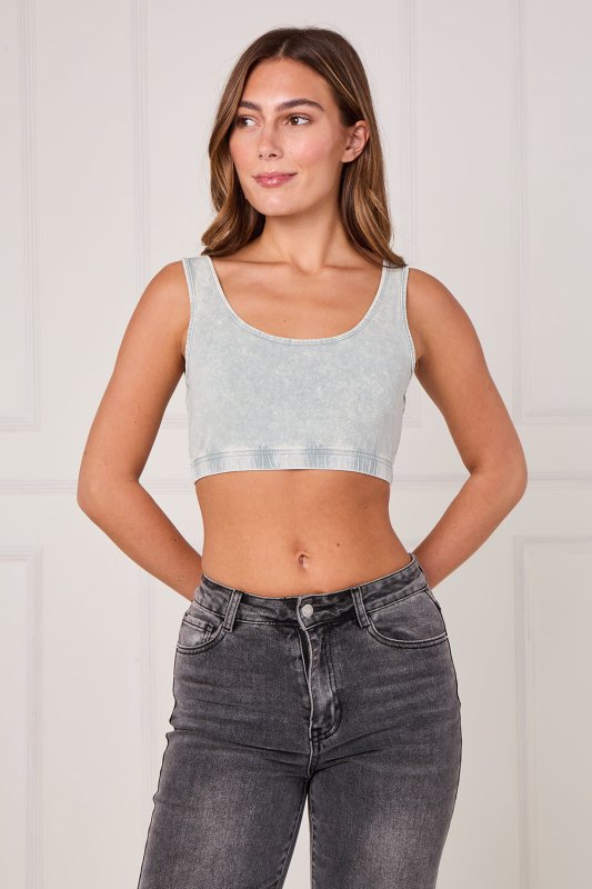 Ribbed Scoop Neck Crop Top - British D'sire