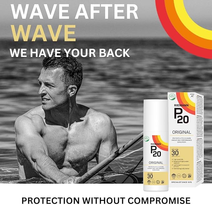 RIEMANN P20 Original SPF30 Spray 100ml Advanced Sunscreen Protection, High Performance Triple Protection + Sweat Resistance, Durable Protects up to 10 Hours, Very Water Resistant, High UVA Protection - Sunscreens - British D'sire