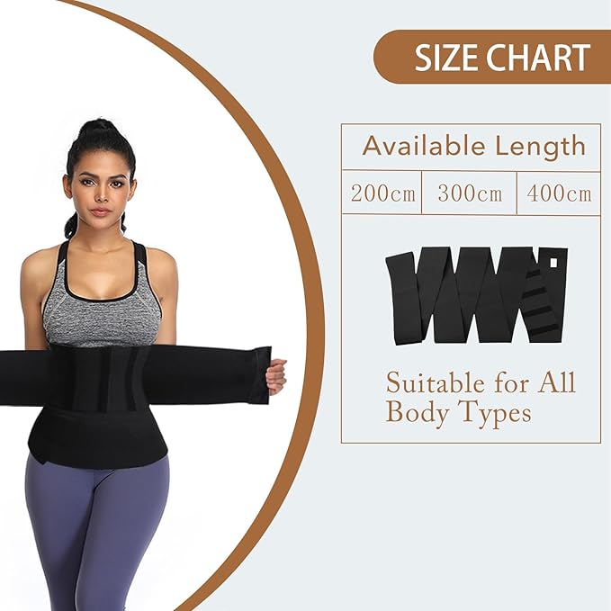 Rivolli APOMOONS 4M Women's Waist Trainer Sauna Belt – Tummy Wrap Shaper & Sweat Corset | Slimming Lumbar Support Belt for Fitness, Workout & Posture Correction | Lightweight, Durable & Adjustable Black Belt - Waist Trainer Sauna Belt - British D'sire