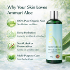 Ammuri Organic Pure Aloe Vera Gel 100% Pure, Natural Organic Soothes Hydrates & Repairs