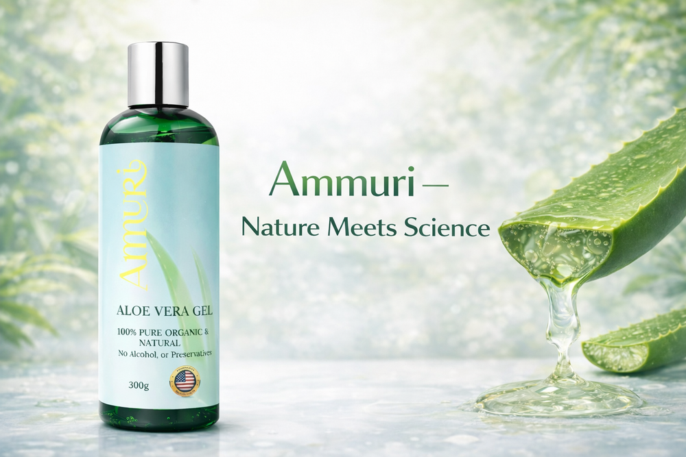 Ammuri Organic Pure Aloe Vera Gel 100% Pure, Natural Organic Soothes Hydrates & Repairs