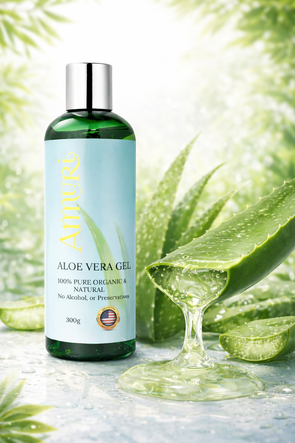Ammuri Organic Pure Aloe Vera Gel 100% Pure, Natural Organic Soothes Hydrates & Repairs
