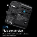 ROCK T62 35.5W Global Travel Multifunctional Plug PD Charger Power Adapter(Black) - British D'sire
