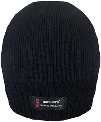 RockJock Children's Girls Boys Thermal Plain Black Hat Stretchy Warm Beanie Hat for Winter Autumn Size Approx. 4 to 10 Years - British D'sire