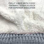 RockJock Ladies Warm Chunky Diamond Cable Knit Hat with Thermal Teddy Fleece Lining and Detachable Faux Fur Pompom - Hats & Caps - British D'sire