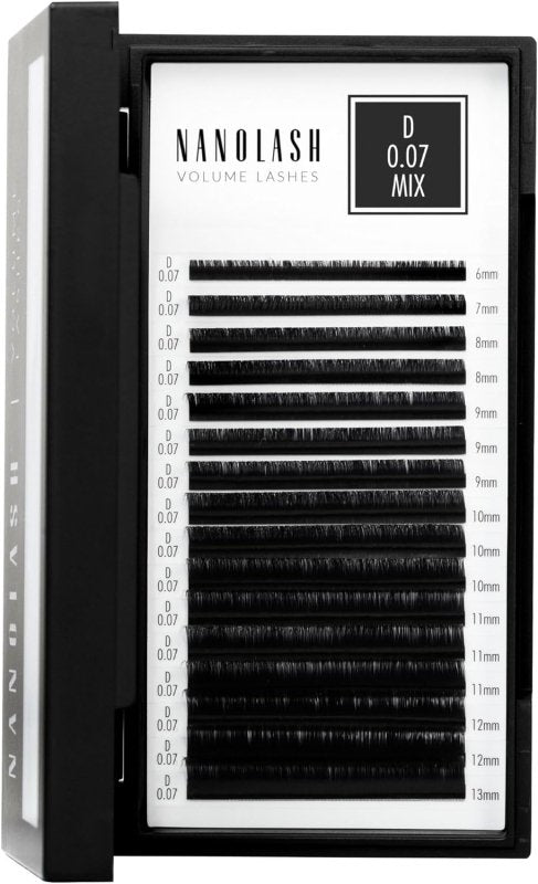 Roll over image to zoom in Nanolash Volume Lashes - false lashes for professional eyelash extensions, volume eyelash extensions (0.07 D, MIX 6 - 13mm) - False Eyelashes - British D'sire Main image