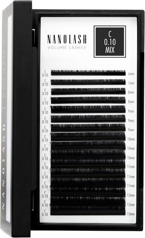 Roll over image to zoom in Nanolash Volume Lashes - false lashes for professional eyelash extensions, volume eyelash extensions (0.10 C, MIX 6 - 13mm) - False Eyelashes - British D'sire Main image