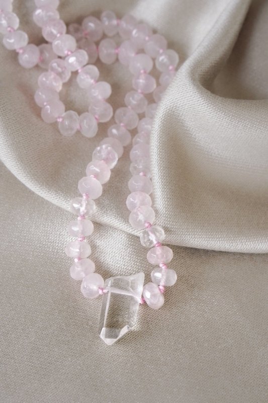 Rose Quartz and Quartz Statement Necklace - Necklaces - British D'sire Main image