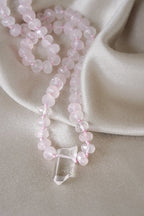Rose Quartz and Quartz Statement Necklace - Necklaces - British D'sire