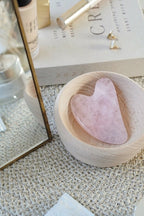 Rose Quartz Crystal Gua Sha with Black Skull Pouch - Cosmetic Tools - British D'sire