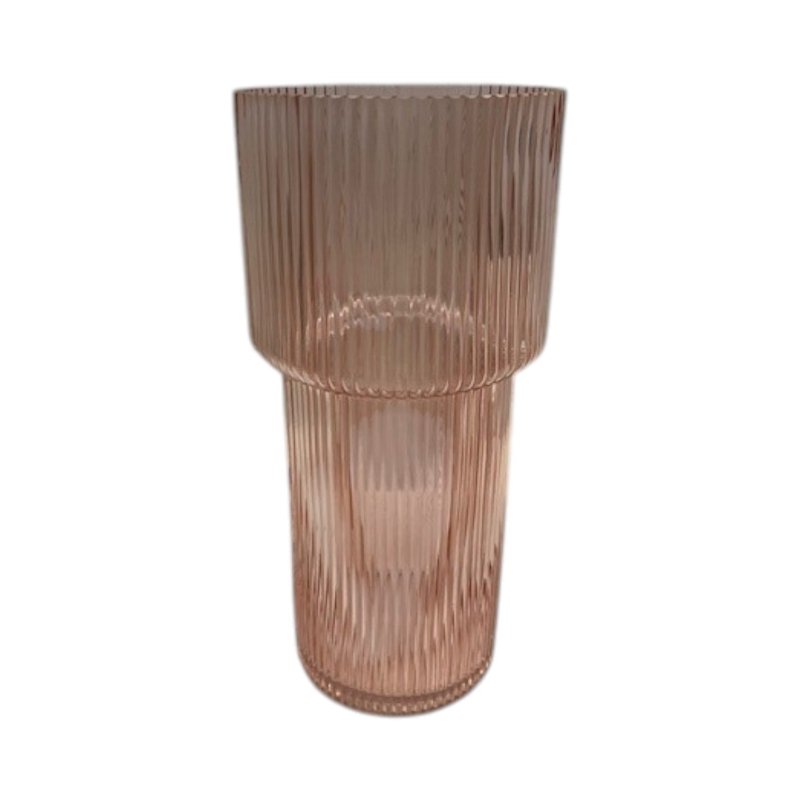 Rose Tall Glass Ribbed Vase - Glassware - British D'sire
