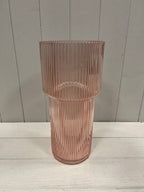 Rose Tall Glass Ribbed Vase - Glassware - British D'sire