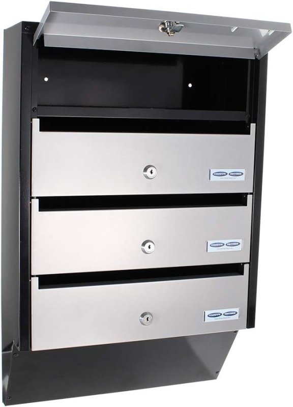 Rottner Depot 4 Letterbox System Silver Black Steel Plate Name Tag Holder Cylinder Lock 2 Keys Each for 4 Units Mounting Materials Secondary image