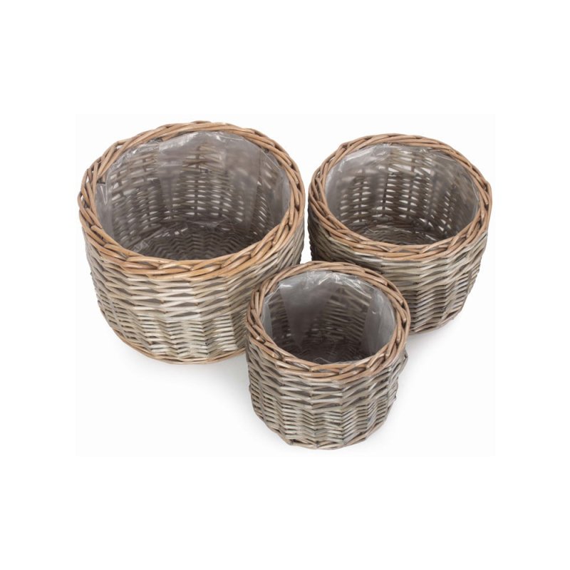 Round Antique Wash Wicker Planter - Trugs - British D'sire