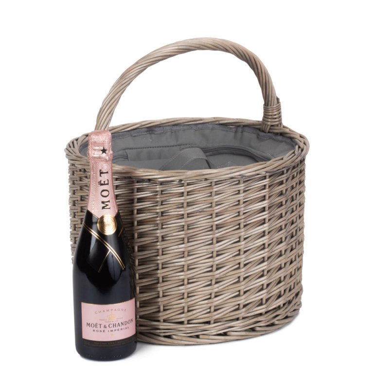 Round Grey Chiller Wicker Picnic Basket Secondary image