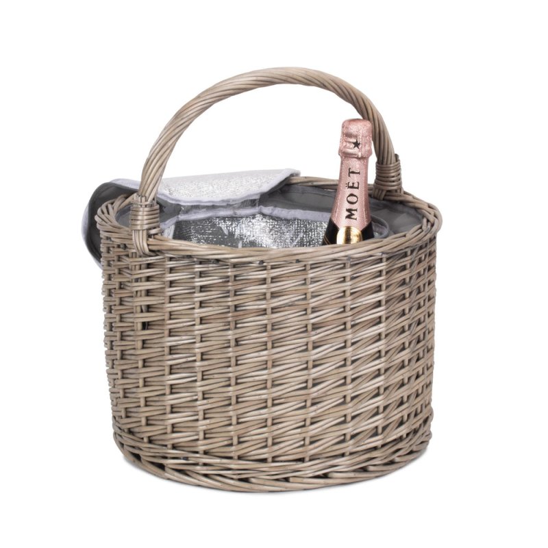 Round Grey Chiller Wicker Picnic Basket - Cool Baskets - British D'sire Main image