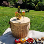 Round Insulated Picnic Basket with Chopping Board Lid - Drinks Baskets - British D'sire