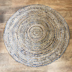 Round Jute and Recycle Denim Rug - 120 cm - Round Jute and Recycled Cotton Rugs - British D'sire
