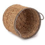 Round Water Hyacinth Basket With Grey Rope Border - Storage Baskets - British D'sire