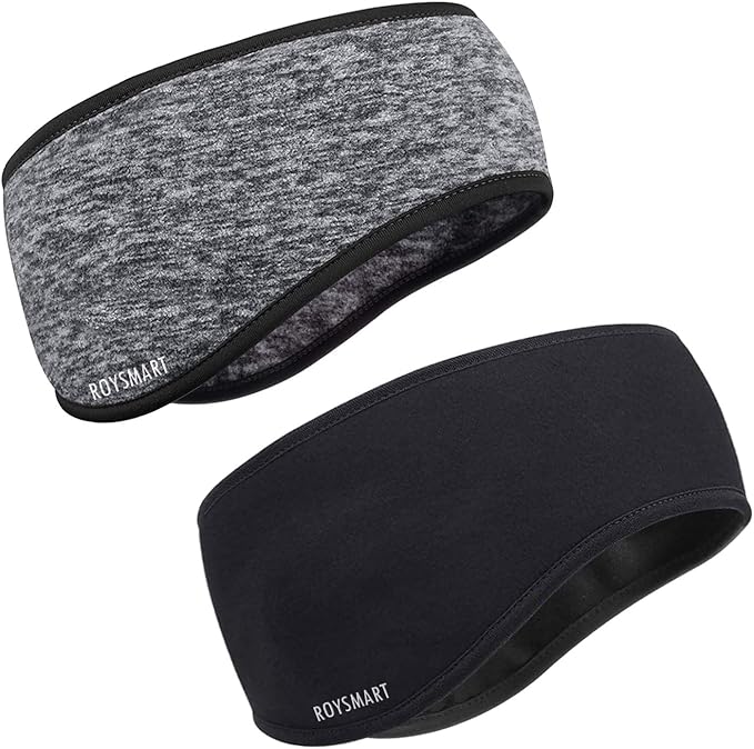 Roysmart Winter Ear Warmers Headband, Stretchy Yoga Headband Gym Sport Headband Thermal Ear Muffs Ski Headband Moisture Wicking for Women Man (Black) - British D'sire Main image