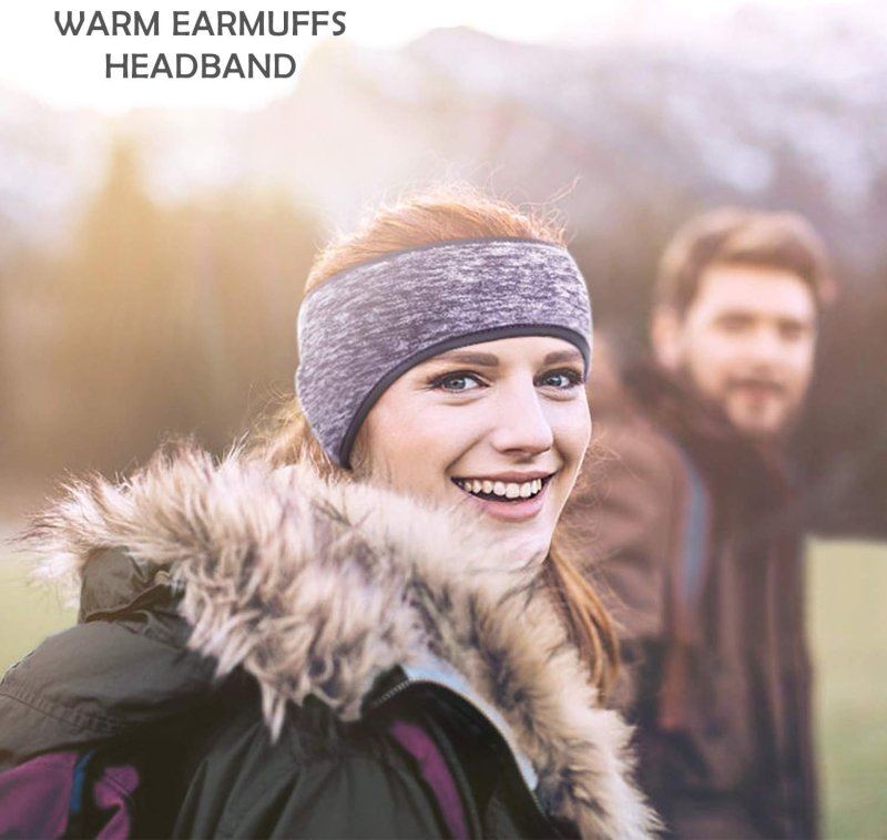 Roysmart Winter Ear Warmers Headband, Stretchy Yoga Headband Gym Sport Headband Thermal Ear Muffs Ski Headband Moisture Wicking for Women Man (Black) - Headbands - British D'sire